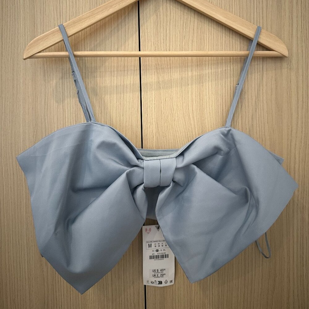 NWT Zara Satin Effect Bow Crop Top – Size Medium